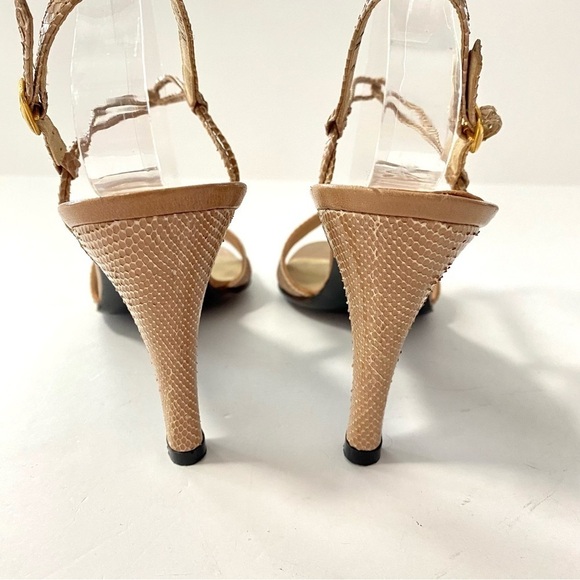 BALENCIAGA Custom Originals Tan Ankle Strap Open-toe Heels Sandals Size 8 AA - Picture 5 of 15